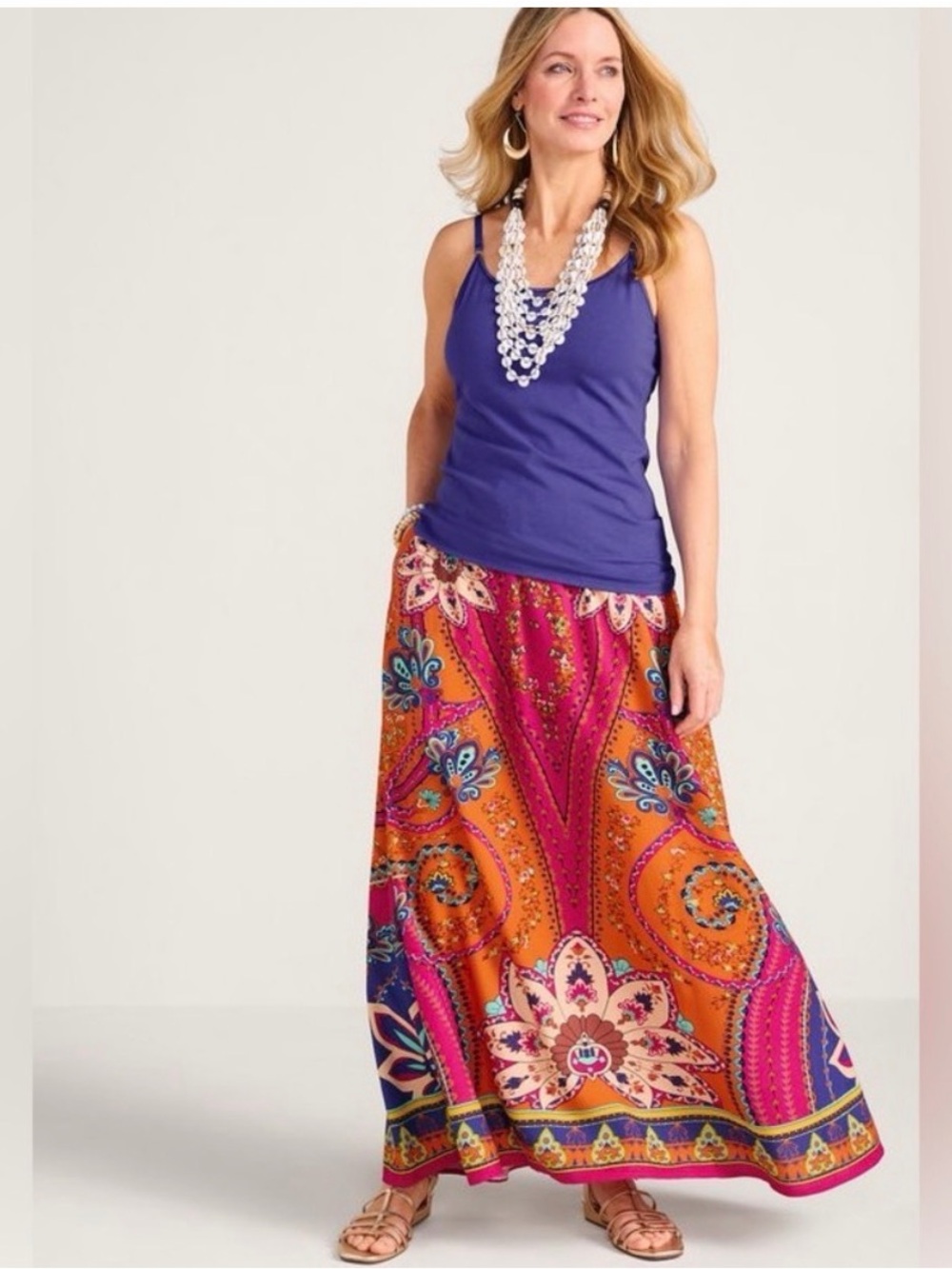 Soft Surroundings Marguerite Maxi Skirt Floral Bora Bora Scarf Print Tall Large - Picture 14 of 14